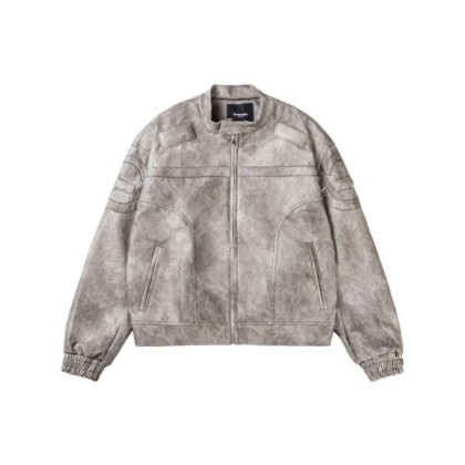 MARBLING PU LEATHER JACKET